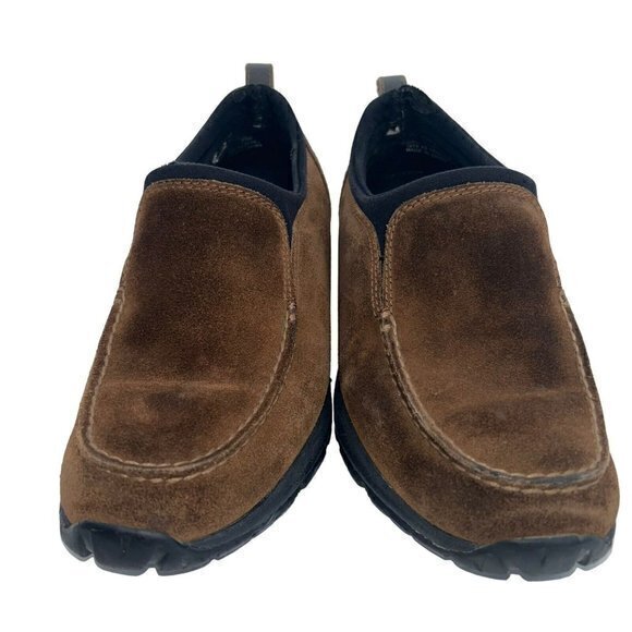 Lands End Shoes Women's 6.5 Brown Suede Leather Loafers Slip On Moc Toe 86519 - Picture 2 of 8